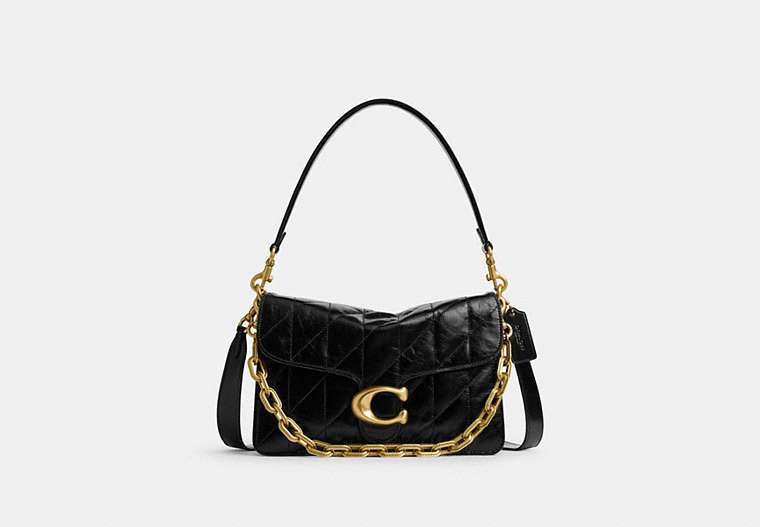 Coach Chain Tabby Shoulder Bag With Quilting in black leather